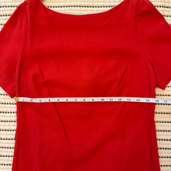 Red/Orange Anthropologie Maeve Red Bow Sheath Mini Dress | Size 6 - Picture 6 of 9